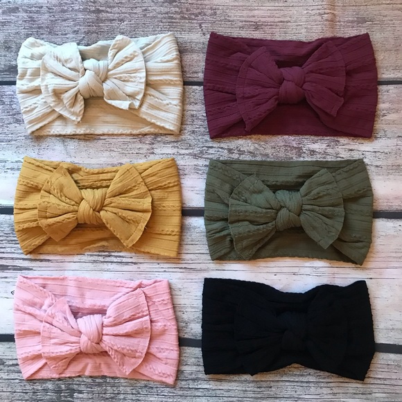Other - Brand New Set of 6 Cable Knit Nylon Bow Headbands